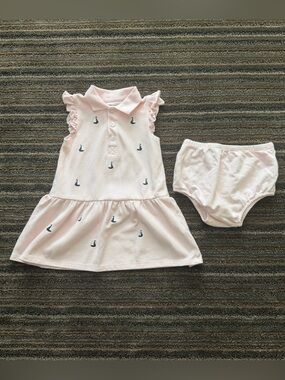 Little Me Light Pink Polo Sailboat Sleeveless Dress with Bloomers